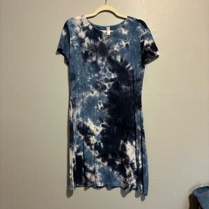 American Apparel Blue White Tie Dye T Shirt Dress Casual Women’s M
